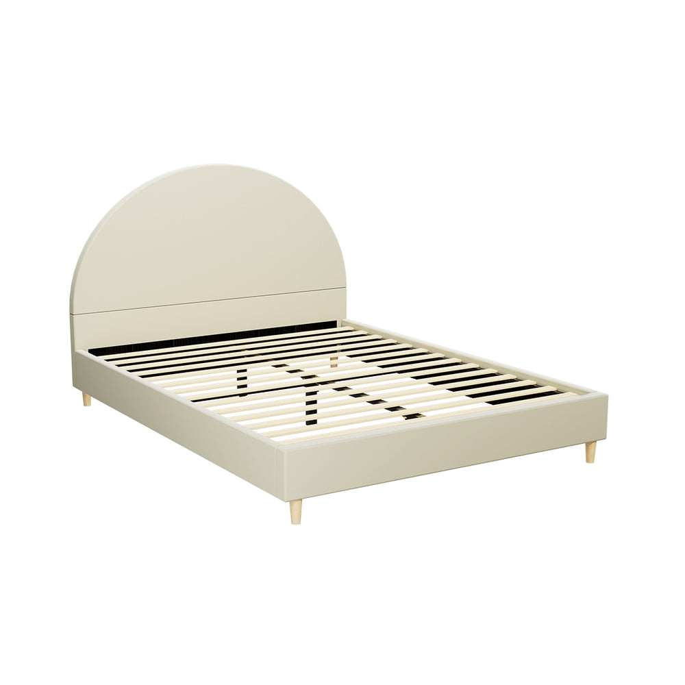 Artiss Ella Double Velvet Bed Frame in Cream with Arched Headboard for kids bedrooms.