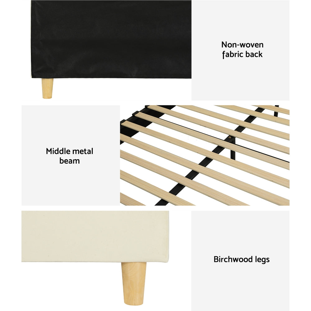 Artiss Ella Double Velvet Bed Frame in Cream with Arched Headboard, perfect for childrens bedrooms.
