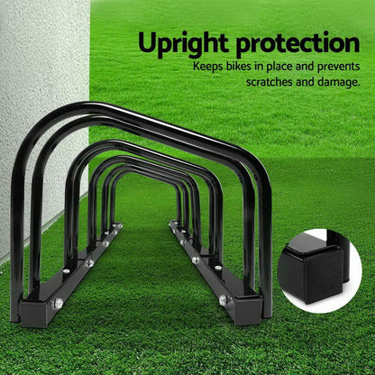 Weisshorn 5 Bike Stand Rack Bicycle Storage Floor Parking Holder Cycling Black