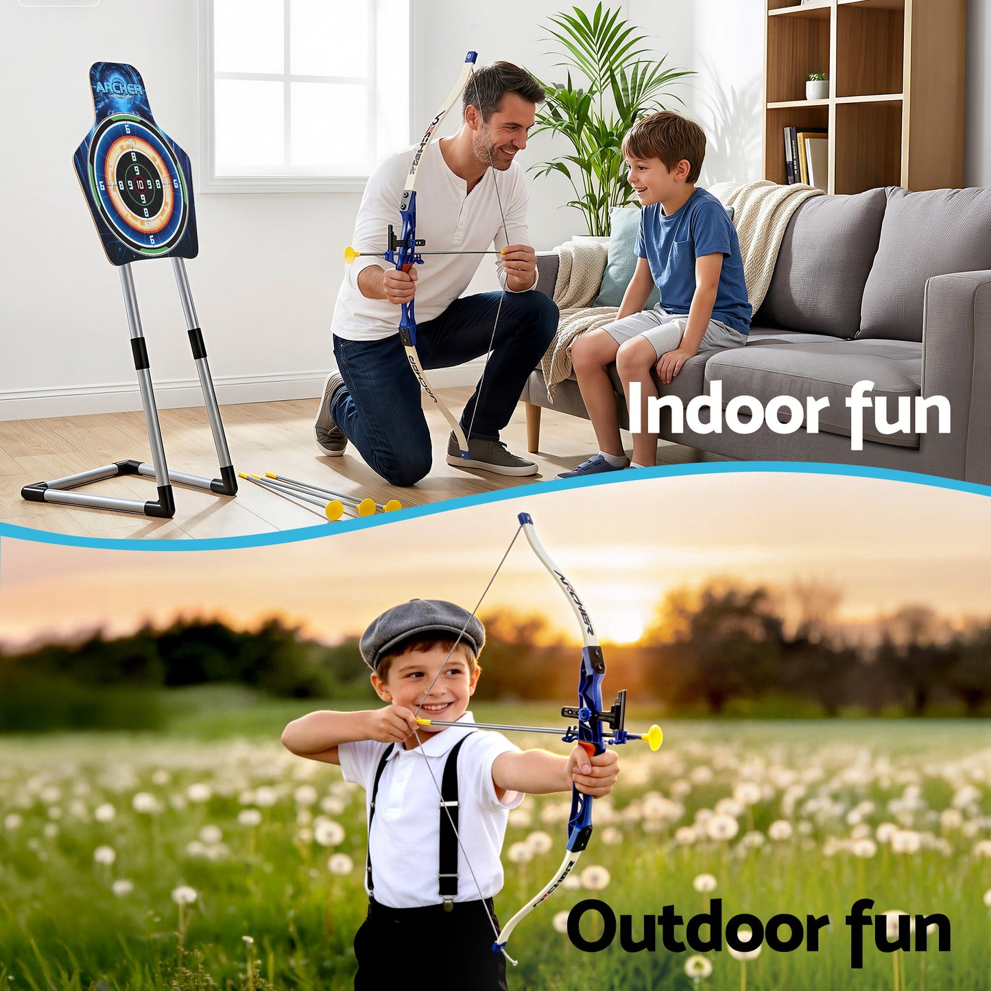 Keezi Kids Bow and Arrow Set Toy Archery Standing Target Suction Cup Arrows Goggles