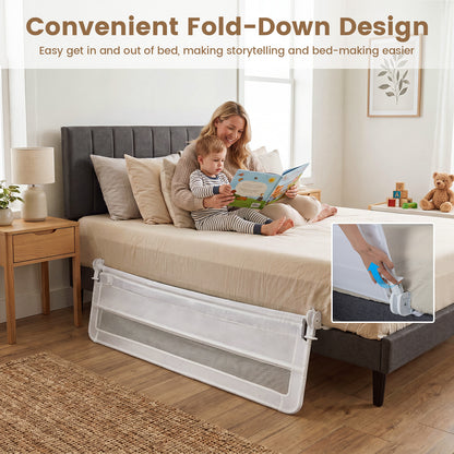 White Toddler Bed Rail | Foldable Removable Cover King Size Bed