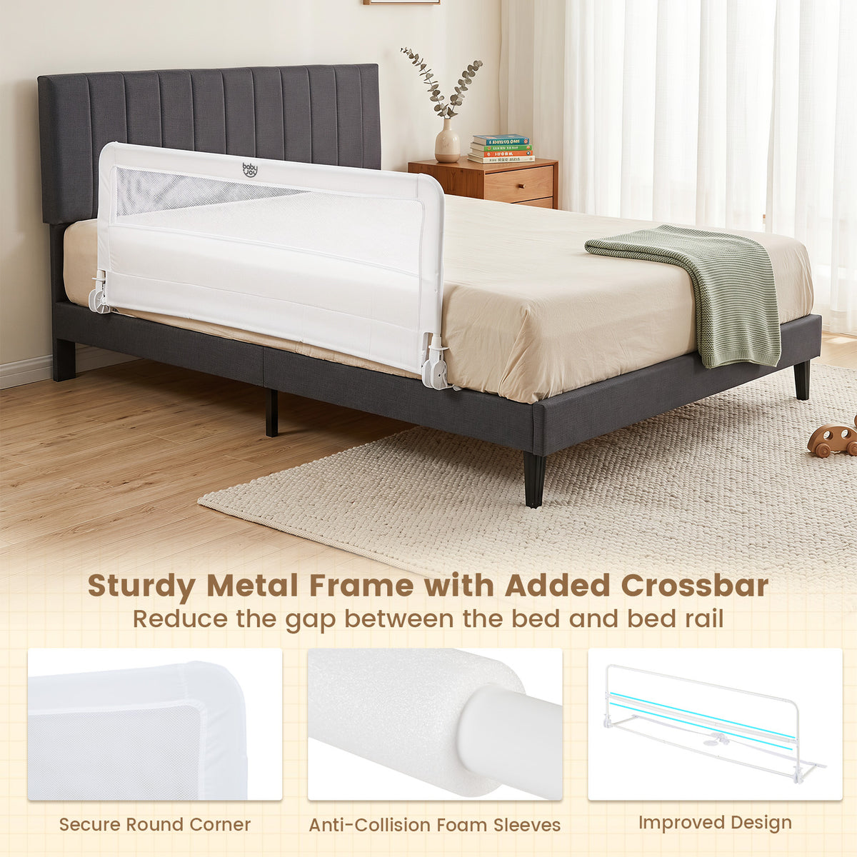 White Toddler Bed Rail | Foldable Removable Cover King Size Bed