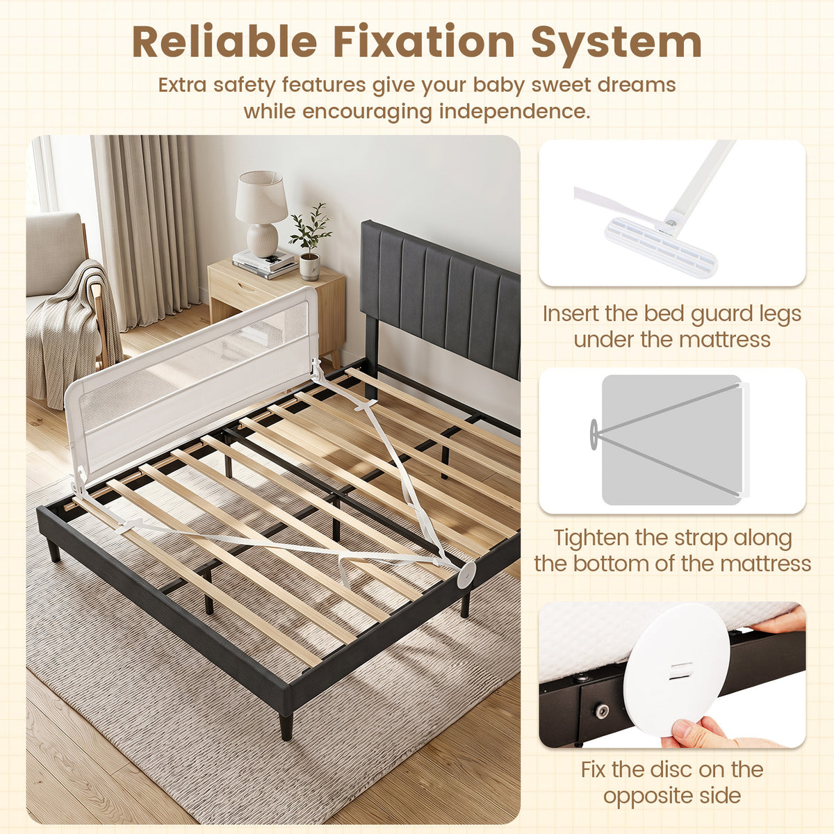 White Toddler Bed Rail | Foldable Removable Cover King Size Bed