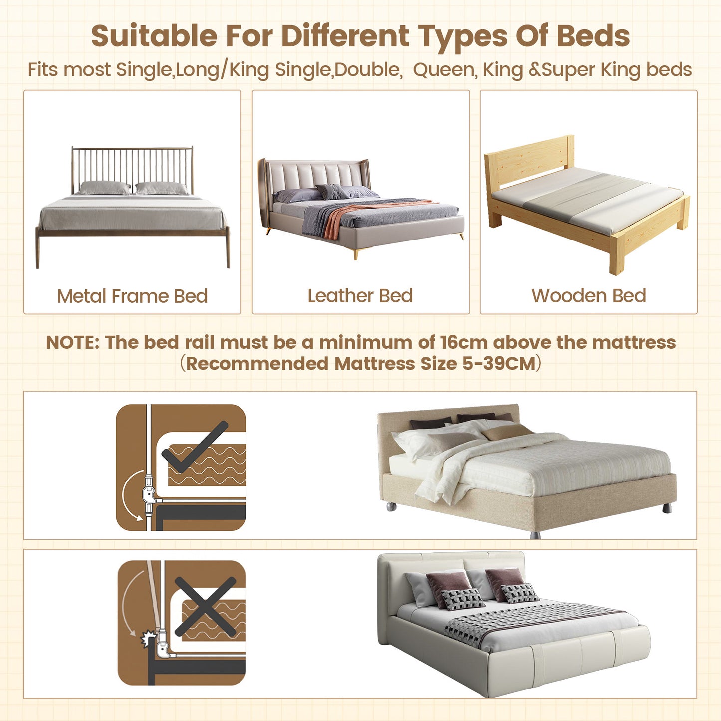 White Toddler Bed Rail | Foldable Removable Cover King Size Bed