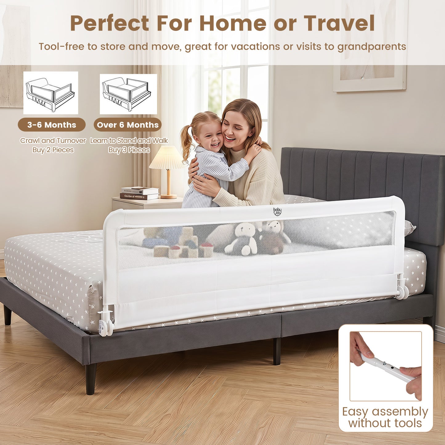 White Foldable Mesh Bed Rail | 180x56cm Toddler Guard
