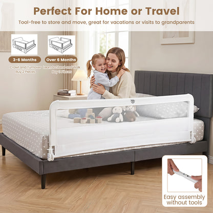 White Foldable Mesh Bed Rail | 180x56cm Toddler Guard