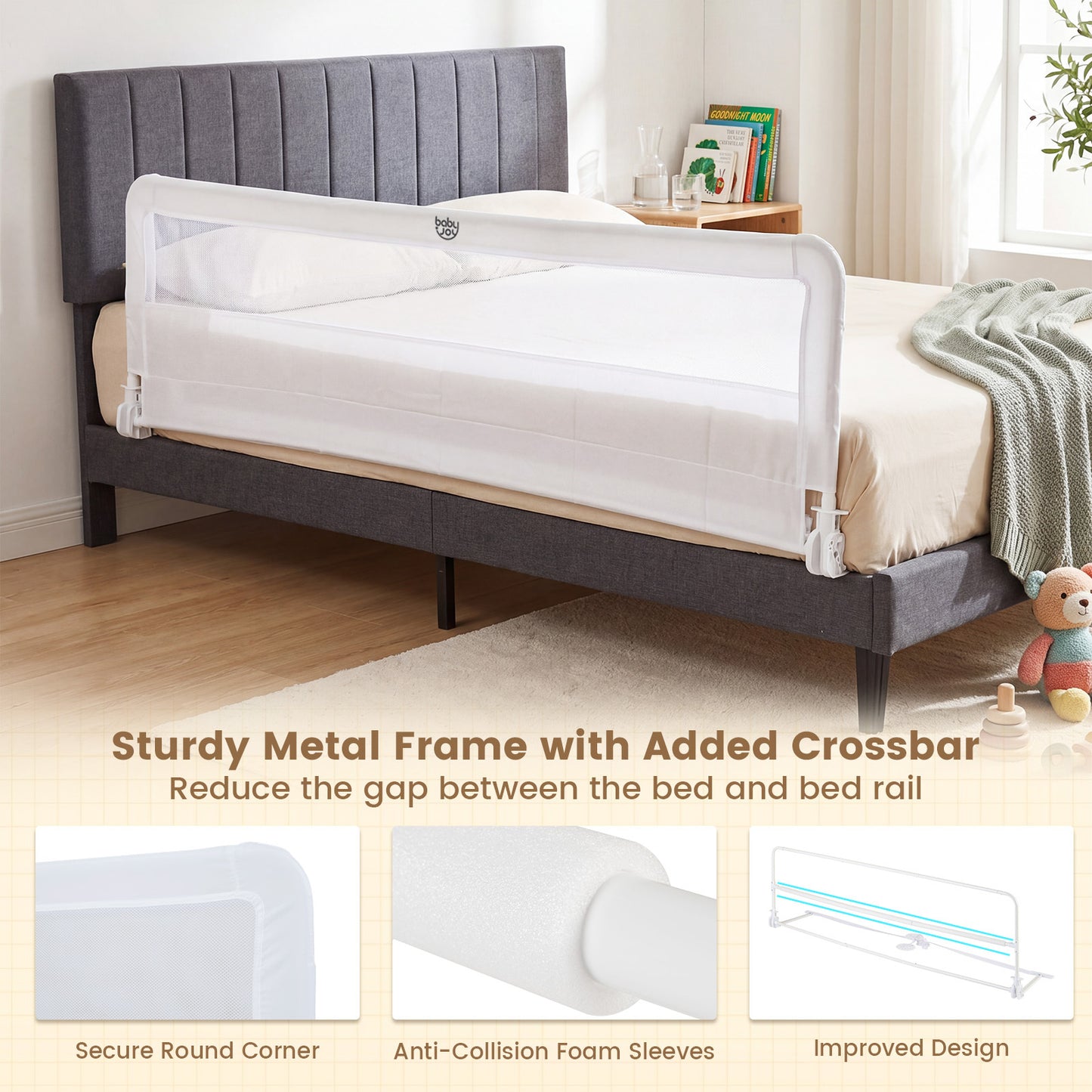 White Foldable Mesh Bed Rail | 180x56cm Toddler Guard