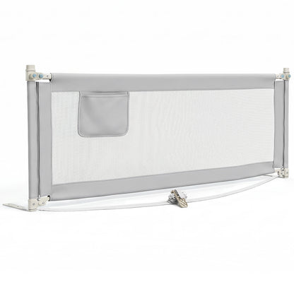 Grey Toddler Bed Rail 195cm | Double Lock & Storage Pocket