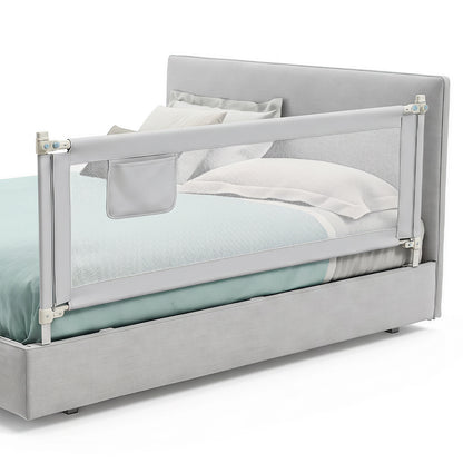 Grey Toddler Bed Rail 195cm | Double Lock & Storage Pocket