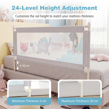 Grey Baby Bed Rail | 175cm Height Adjustable Oxford Fabric