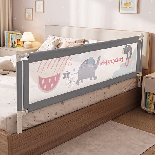 195cm Dark Grey Mesh Bed Rail | Height Adjustable for Toddlers