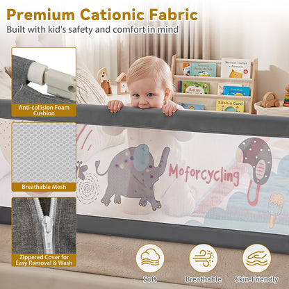 195cm Dark Grey Mesh Bed Rail | Height Adjustable for Toddlers