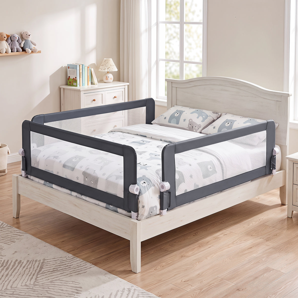 153cm Foldable Toddler Bed Rail | 50cm Tall Grey Guard