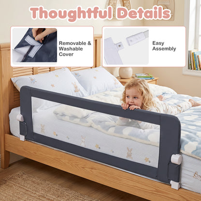 153cm Foldable Toddler Bed Rail | 50cm Tall Grey Guard