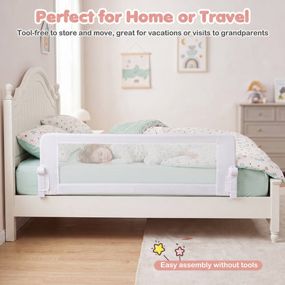 White Foldable Bed Rail | 153cm Long 50cm Extra Tall Toddler Guard