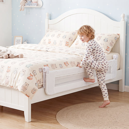 Costway 153cm Long Foldable Bed Rail 50cm Extra Tall for Toddlers-White