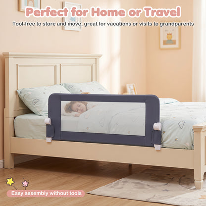 Foldable Grey Bed Rail | 120cm Long 50cm Tall Mesh Guard