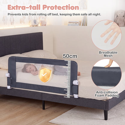 Foldable Grey Bed Rail | 120cm Long 50cm Tall Mesh Guard