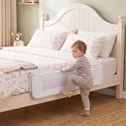 Foldable White Bed Rail | 120cm Long 50cm Tall Mesh Guard