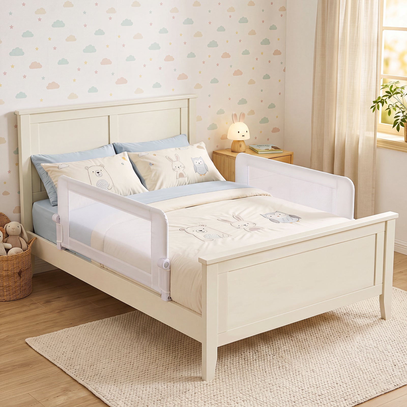 Costway Foldable Bed Rail 120cm Long 50cm Tall for Safety Bed-White