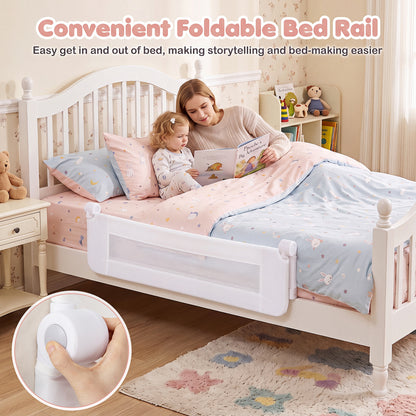 Foldable White Bed Rail | 120cm Long 50cm Tall Mesh Guard