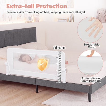 Foldable White Bed Rail | 120cm Long 50cm Tall Mesh Guard