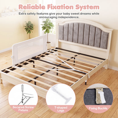 Foldable White Bed Rail | 120cm Long 50cm Tall Mesh Guard