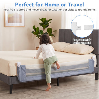 Grey Foldable Baby Bed Rail Guard 180cm | Swing Down Design