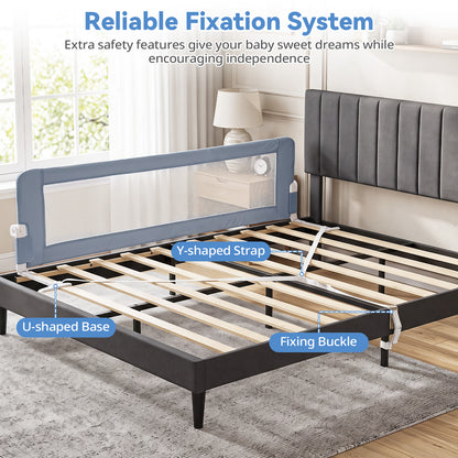 Grey Foldable Baby Bed Rail Guard 180cm | Swing Down Design