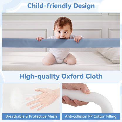 Grey Foldable Baby Bed Rail Guard 180cm | Swing Down Design