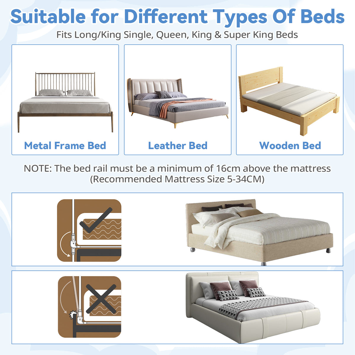 Grey Foldable Baby Bed Rail Guard 180cm | Swing Down Design