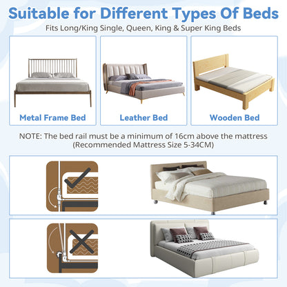 Grey Foldable Baby Bed Rail Guard 180cm | Swing Down Design