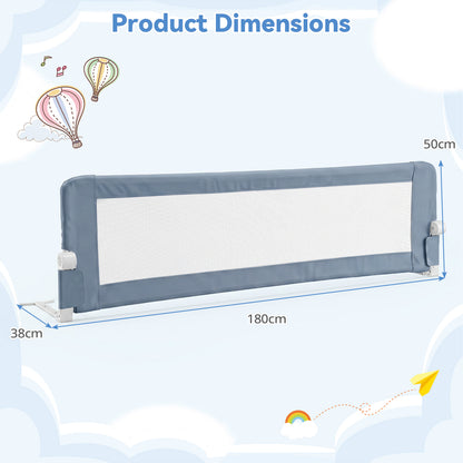 Grey Foldable Baby Bed Rail Guard 180cm | Swing Down Design