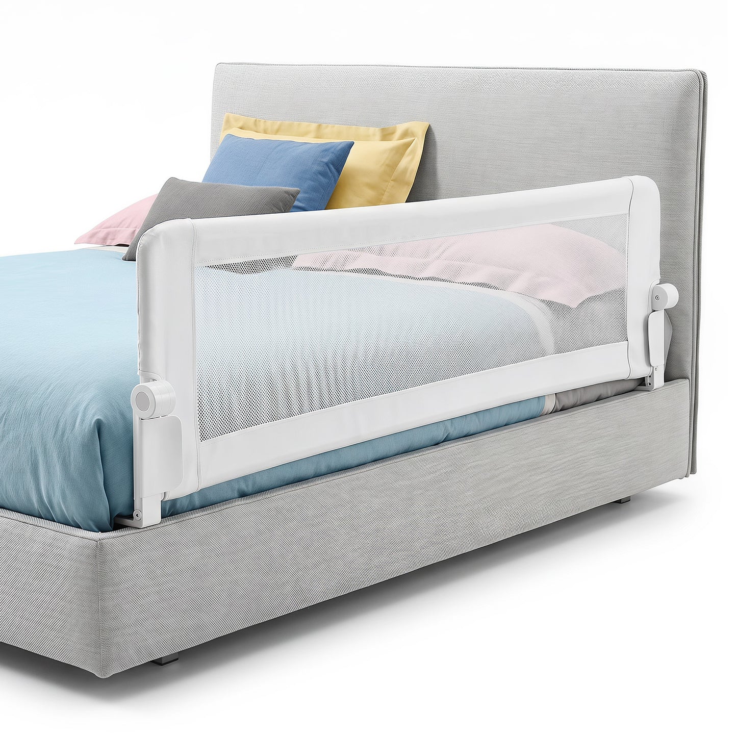 White Foldable Baby Bed Rail Guard 180cm | Swing Down Design