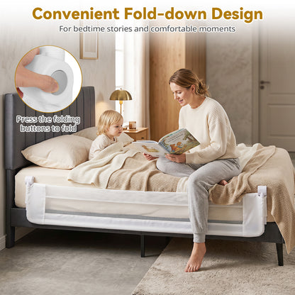 White Foldable Baby Bed Rail Guard 180cm | Swing Down Design