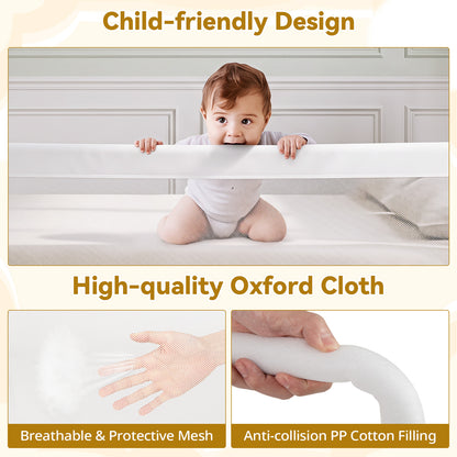 White Foldable Baby Bed Rail Guard 180cm | Swing Down Design