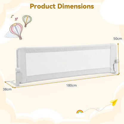 White Foldable Baby Bed Rail Guard 180cm | Swing Down Design