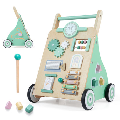 Green Baby Push Walker | Activity Center With Blocks & Wheels