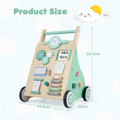 Green Baby Push Walker | Activity Center With Blocks & Wheels