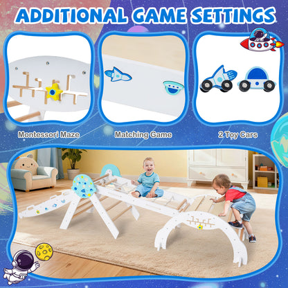 9 In 1 Foldable Climbing Playground Set With Ramp White | Kids