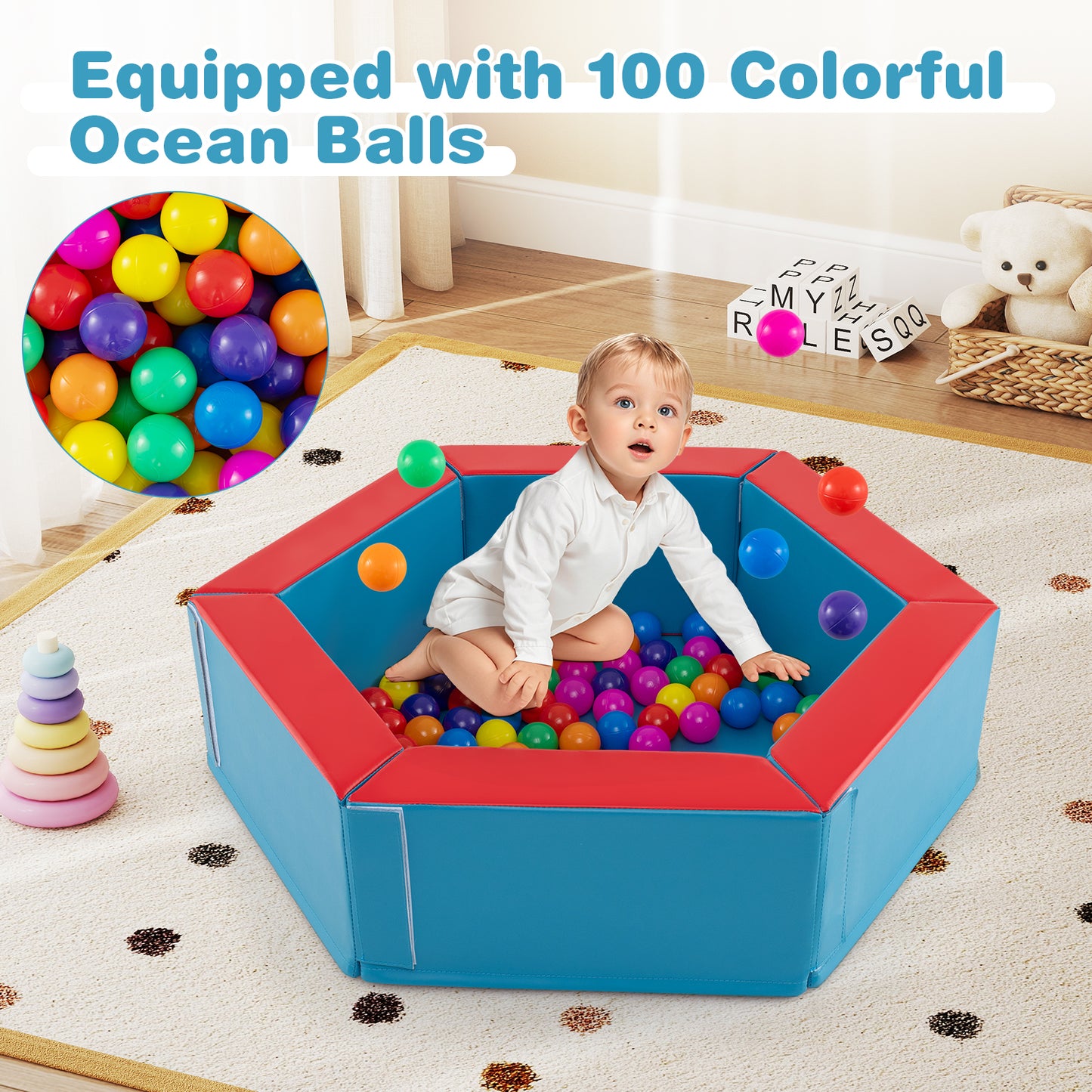 3 Piece Baby Foam Climbing Set | Ball Pit | Multicolor Ocean Balls