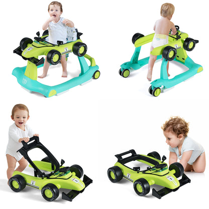 4 In 1 Baby Walker | Blue & Green Foldable 3 Height Adjustable
