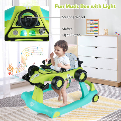 4 In 1 Baby Walker | Blue & Green Foldable 3 Height Adjustable