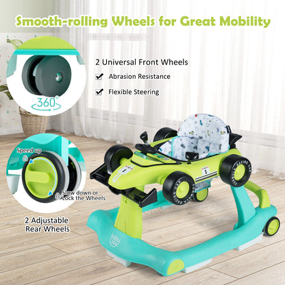4 In 1 Baby Walker | Blue & Green Foldable 3 Height Adjustable