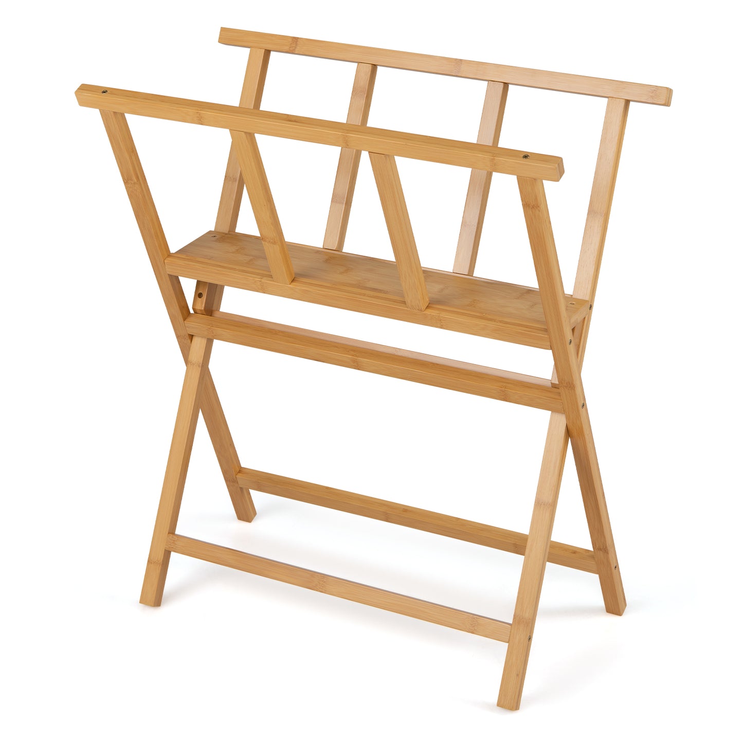 Natural Bamboo Art Print Rack | Canvas Storage Display Stand