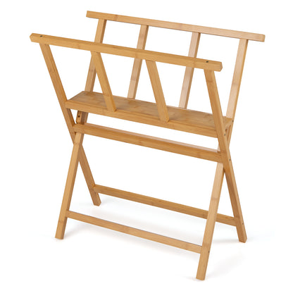 Natural Bamboo Art Print Rack | Canvas Storage Display Stand