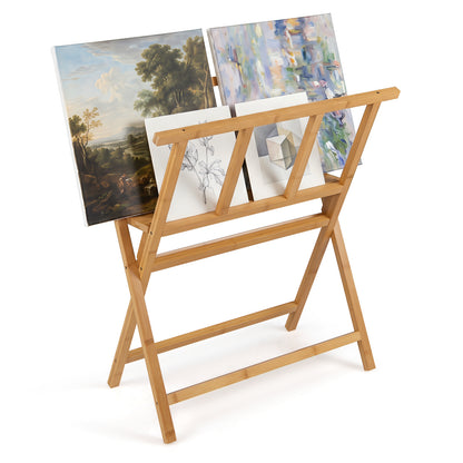 Natural Bamboo Art Print Rack | Canvas Storage Display Stand