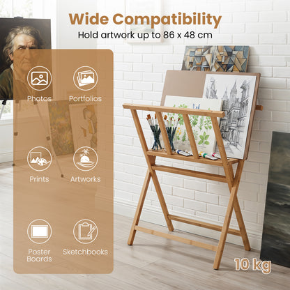 Natural Bamboo Art Print Rack | Canvas Storage Display Stand