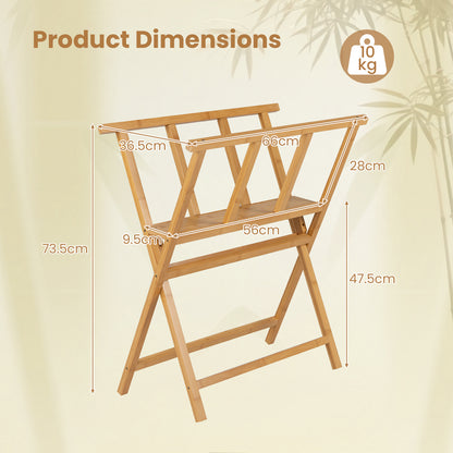 Natural Bamboo Art Print Rack | Canvas Storage Display Stand