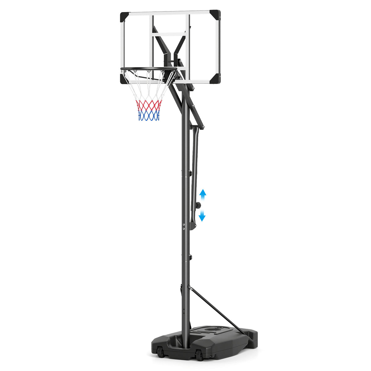 Black Adjustable Basketball Hoop | 16 Height Levels 131-263cm